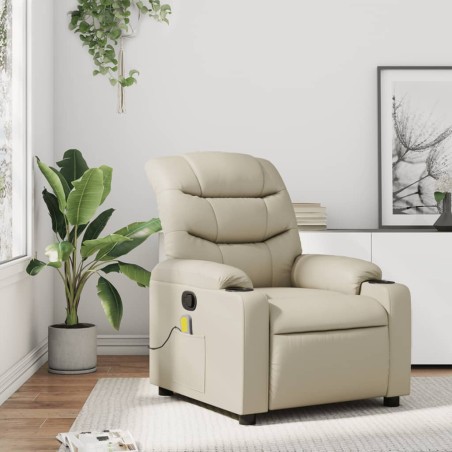 vidaXL Poltrona da Massaggiante Reclinabile Crema Similpelle