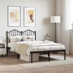 vidaXL Giroletto con Testiera in Metallo Nero 120x190 cm