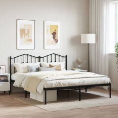 vidaXL Giroletto con Testiera in Metallo Nero 160x200 cm