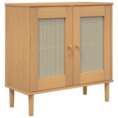 vidaXL Credenza SENJA Aspetto Rattan Marrone 80x35x80 cm Massello Pino