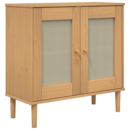 vidaXL Credenza SENJA Aspetto Rattan Marrone 80x35x80 cm Massello Pino