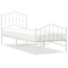 vidaXL Giroletto con Testiera e Pediera Metallo Bianco 90x200 cm