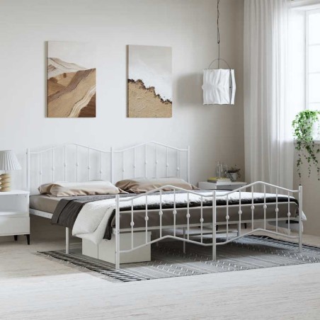 vidaXL Giroletto con Testiera e Pediera Metallo Bianco 183x213 cm
