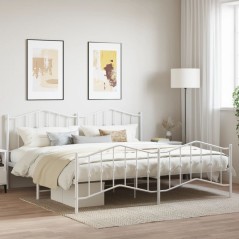 vidaXL Giroletto con Testiera e Pediera Metallo Bianco 200x200 cm