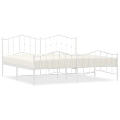 vidaXL Giroletto con Testiera e Pediera Metallo Bianco 200x200 cm