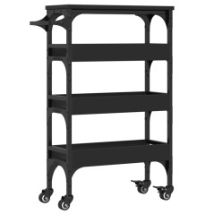 vidaXL Carrello da Cucina Nero 53x20x76 cm in Legno Multistrato