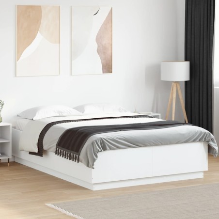 vidaXL Giroletto con Luci LED Bianco 150x200 cm in Legno Multistrato