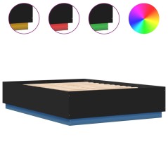 vidaXL Giroletto con Luci LED Nero 140x200 cm in Legno Multistrato