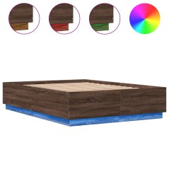 vidaXL Giroletto Luci LED Rovere Marrone 150x200 cm Legno Multistrato