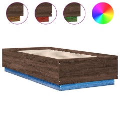 vidaXL Giroletto Luci LED Rovere Marrone 100x200 cm Legno Multistrato