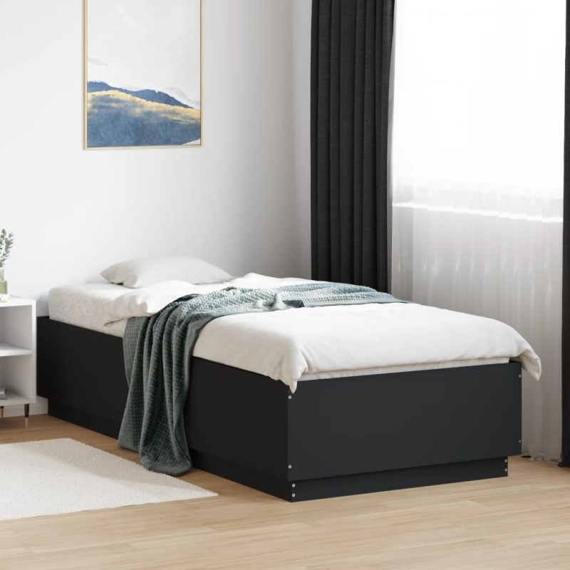 vidaXL Giroletto con Luci LED Nero 90x200 cm in Legno Multistrato