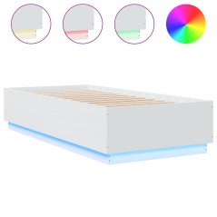 vidaXL Giroletto con Luci LED Bianco 100x200 cm in Legno Massello