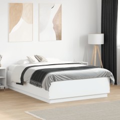 vidaXL Giroletto con Luci LED Bianco 135x190 cm in Legno Multistrato