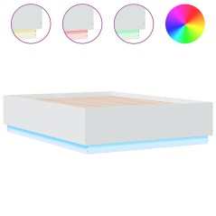 vidaXL Giroletto con Luci LED Bianco 135x190 cm in Legno Multistrato