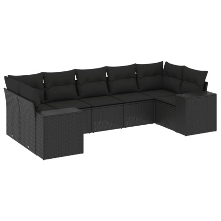 vidaXL Set Divani da Giardino con Cuscini 7pz Nero Polyrattan