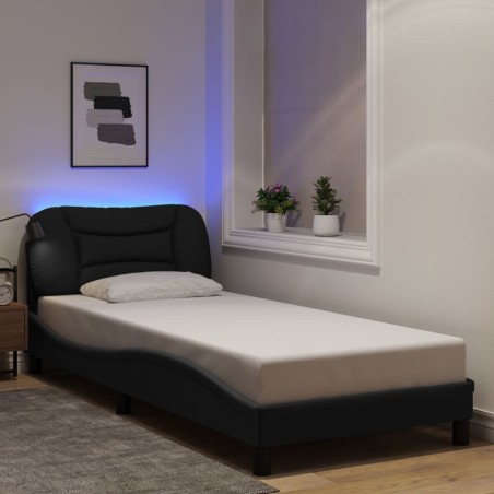 vidaXL Giroletto con LED senza Materasso Nero 90x190 cm in Tessuto