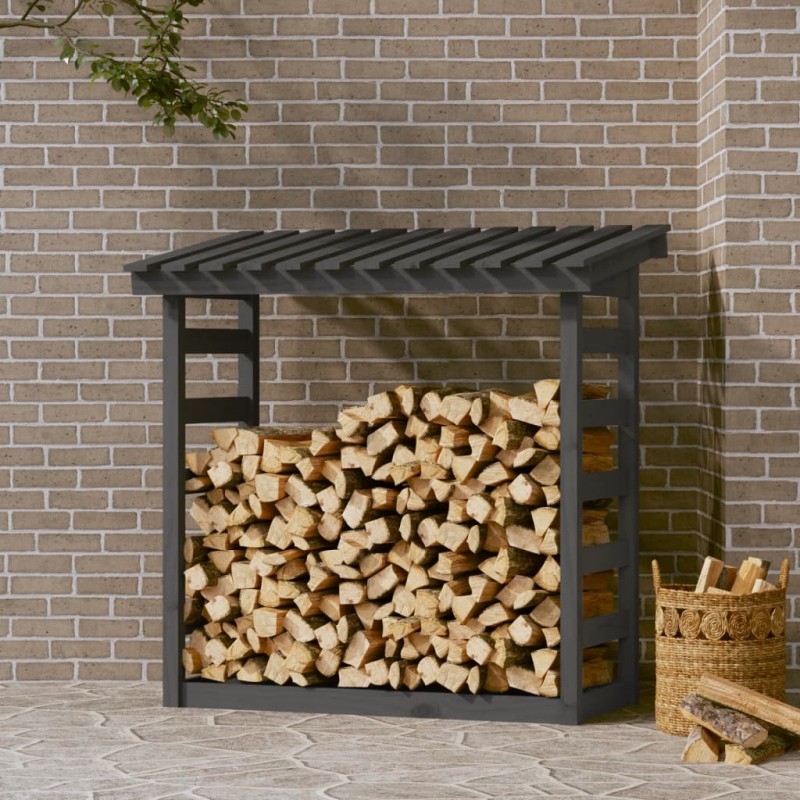 Portalegna Grigia 108x64,5x110 cm in Legno Massello di Pino