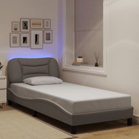 vidaXL Giroletto con LED senza Materasso Tortora 90x190 cm Tessuto