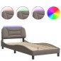 vidaXL Giroletto con LED senza Materasso Tortora 90x190 cm Tessuto vidaXL Giroletto con LED senza Materasso Tortora 90x190 cm Tessuto