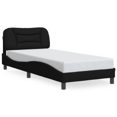 vidaXL Giroletto con LED senza Materasso Nero 90x200 cm in Tessuto