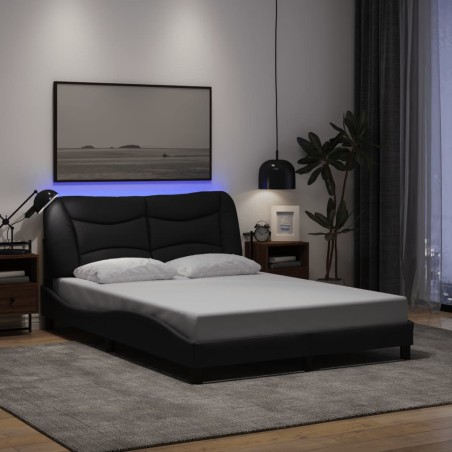vidaXL Giroletto con LED senza Materasso Nero 120x200 cm Tessuto