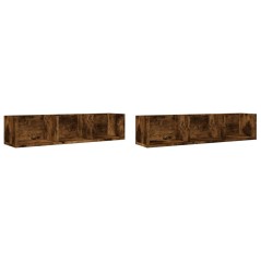 vidaXL Mobili Parete 2 pz Rovere Fumo 75x18x16,5 cm Legno Multistrato