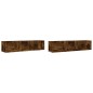 vidaXL Mobili Parete 2 pz Rovere Fumo 75x18x16,5 cm Legno Multistrato