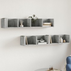 vidaXL Mobili Parete 2 pz Grigio Cemento 99x18x16,5 cm in Multistrato