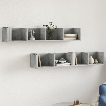 vidaXL Mobili Parete 2 pz Grigio Cemento 99x18x16,5 cm in Multistrato