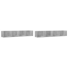 vidaXL Mobili Parete 2 pz Grigio Cemento 99x18x16,5 cm in Multistrato