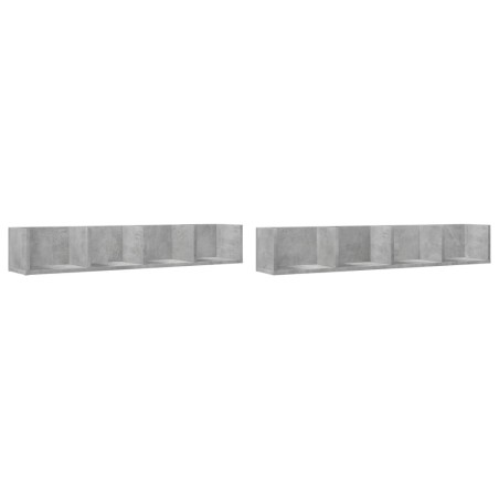 vidaXL Mobili Parete 2 pz Grigio Cemento 99x18x16,5 cm in Multistrato
