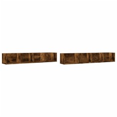 vidaXL Mobili Parete 2 pz Rovere Fumo 99x18x16,5 cm Legno Multistrato
