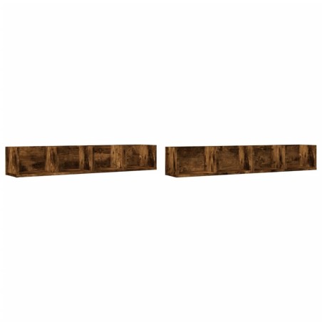 vidaXL Mobili Parete 2 pz Rovere Fumo 99x18x16,5 cm Legno Multistrato