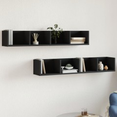 vidaXL Mobili Parete 2 pz Neri 99x18x16,5 cm in Legno Multistrato