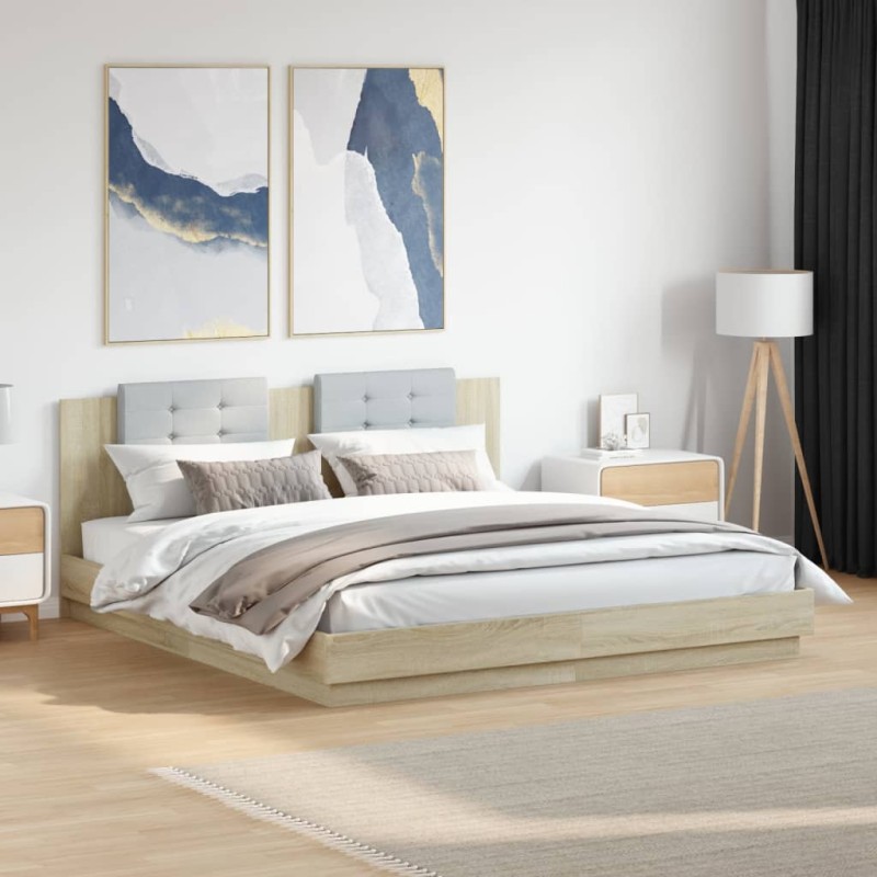 vidaXL Giroletto Testiera Rovere Sonoma 180x200 cm Legno Multistrato vidaXL Giroletto Testiera Rovere Sonoma 180x200 cm Legno Multistrato