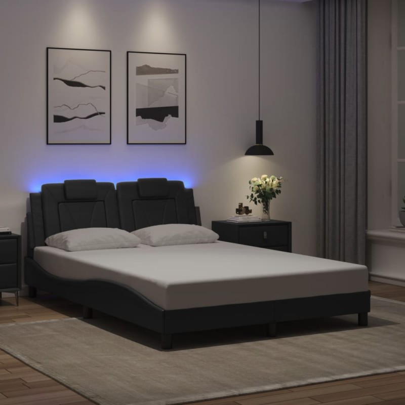 vidaXL Giroletto con Luci LED Nero 140x190 cm in Similpelle vidaXL Giroletto con Luci LED Nero 140x190 cm in Similpelle