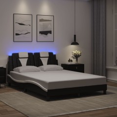 vidaXL Giroletto con Luce LED Nero e Bianco 140x190 cm in Similpelle