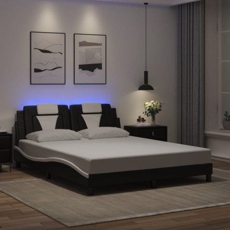 vidaXL Giroletto con Luce LED Nero e Bianco 160x200 cm in Similpelle