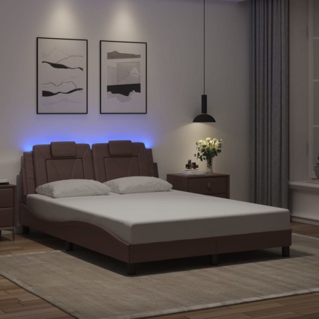 vidaXL Giroletto con Luci LED Marrone 140x190 cm in Similpelle