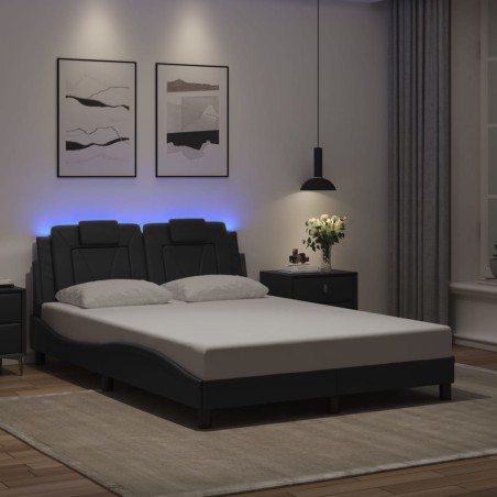 vidaXL Giroletto con Luci LED Nero 140x200 cm in Similpelle