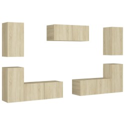 Set Porta TV 7 pz Rovere Sonoma in Truciolato