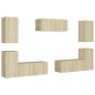 Set Porta TV 7 pz Rovere Sonoma in Truciolato