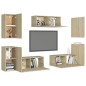 Set Porta TV 7 pz Rovere Sonoma in Truciolato