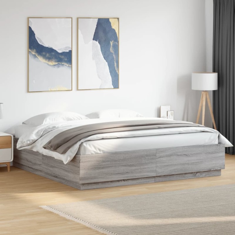 vidaXL Giroletto Grigio Sonoma 180x200 cm in Legno Multistrato