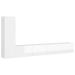 Set Mobile TV 3 pz Bianco Lucido in Truciolato