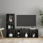 Mobili Porta TV 2 pz Nero Lucido 107x35x37 cm in Truciolato Mobili Porta TV 2 pz Nero Lucido 107x35x37 cm in Truciolato