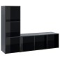Mobili Porta TV 2 pz Nero Lucido 107x35x37 cm in Truciolato Mobili Porta TV 2 pz Nero Lucido 107x35x37 cm in Truciolato
