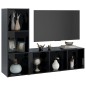 Mobili Porta TV 2 pz Nero Lucido 107x35x37 cm in Truciolato Mobili Porta TV 2 pz Nero Lucido 107x35x37 cm in Truciolato