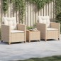 vidaXL Set da Bistrò 3 pz con Cuscini Beige Polyrattan e Legno Acacia vidaXL Set da Bistrò 3 pz con Cuscini Beige Polyrattan e Legno Acacia
