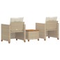 vidaXL Set da Bistrò 3 pz con Cuscini Beige Polyrattan e Legno Acacia vidaXL Set da Bistrò 3 pz con Cuscini Beige Polyrattan e Legno Acacia